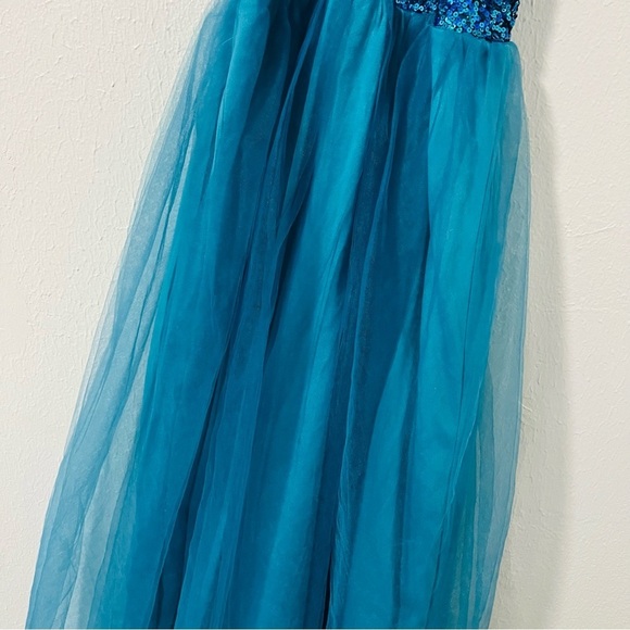 Poppies and Roses Girls Size 10 Sleeveless Sequin Bodice Corkscrew Long Dress - Picture 3 of 11